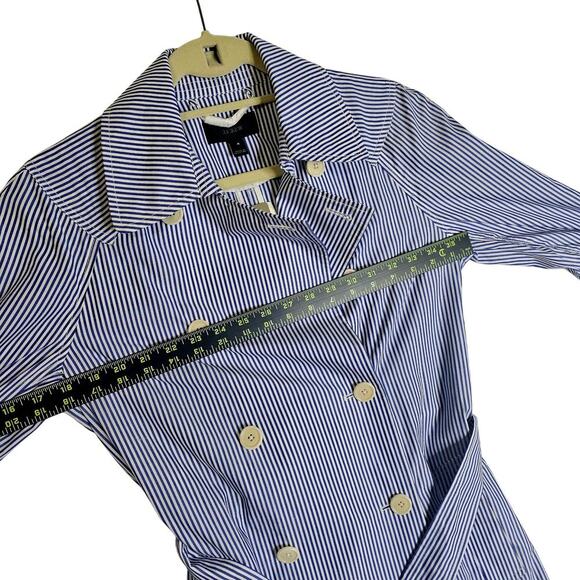 J.Crew NWT Sz4 Double Breasted Trench Coat. Cotton Blue n White Stripes. Spring‎ - Picture 6 of 15
